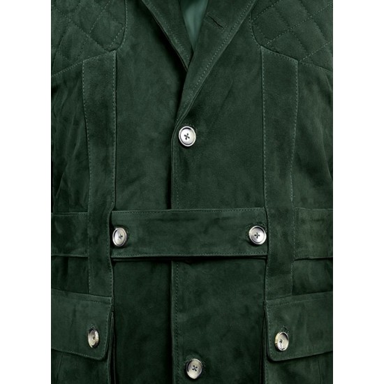 Mens Safari Hickory Green Suede Leather Jacket Mens Safari Hickory Green Suede Leather Jacket