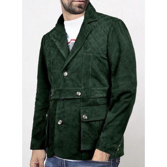 Mens Safari Hickory Green Suede Leather Jacket Mens Safari Hickory Green Suede Leather Jacket