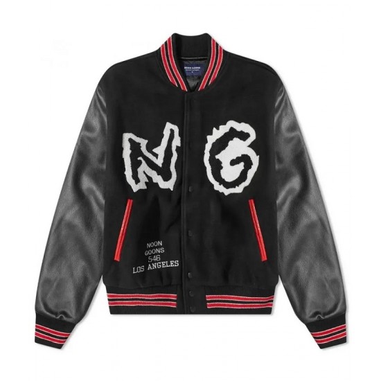 Mens Skyline Black Varsity Jacket Mens Skyline Black Varsity Jacket