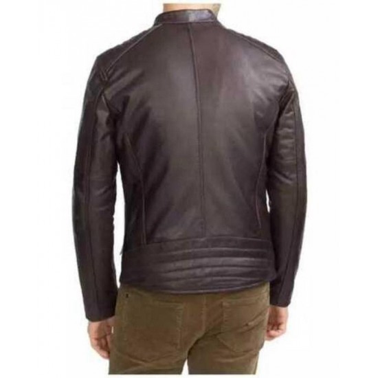 Mens Slim Fit Cafe Racer Brown Leather Jacket Mens Slim Fit Cafe Racer Brown Leather Jacket