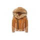 Mens Suede Leather Brown Hooded Faux Fur Shearling Jacket Mens Suede Leather Brown Hooded Faux Fur Shearling Jacket