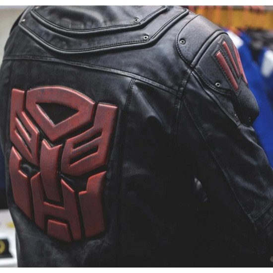 Mens Transformers Autobot Shield Black Armor Leather Jacket Mens Transformers Autobot Shield Black Armor Leather Jacket
