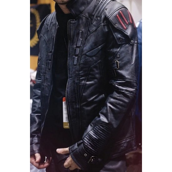Mens Transformers Autobot Shield Black Armor Leather Jacket Mens Transformers Autobot Shield Black Armor Leather Jacket