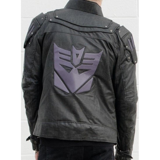 Mens Transformers Decepticon Shield Black Armor Leather Jacket Mens Transformers Decepticon Shield Black Armor Leather Jacket