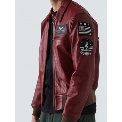 Mens Vintage Tomcat Red Leather Jacket