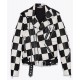 Men’s Biker Asymmetrical Zipper Checkerboard Leather Jacket Men’s Biker Asymmetrical Zipper Checkerboard Leather Jacket