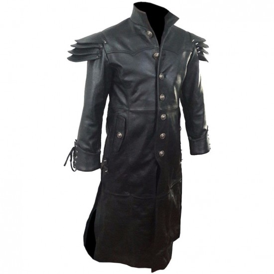 Men’s Black Genuine Leather Steampunk Gothic Duster Long Coat Men’s Black Genuine Leather Steampunk Gothic Duster Long Coat