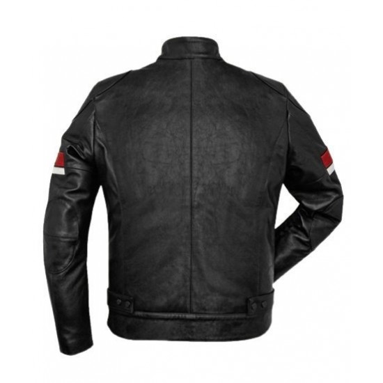 Mens Cafe Racer Striped Black Retro Biker Jacket Mens Cafe Racer Striped Black Retro Biker Jacket