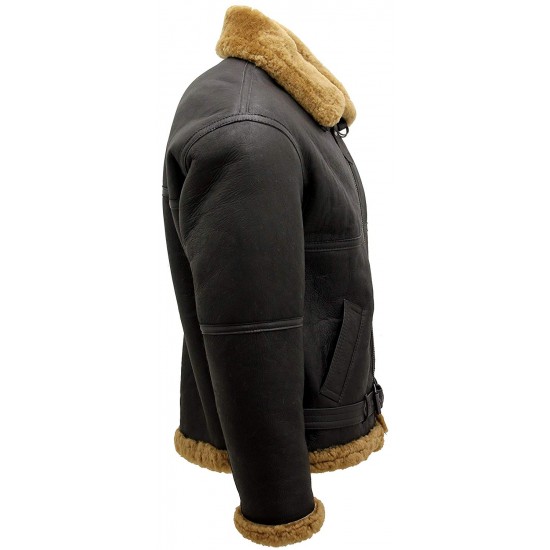 Men’s Black RAF Aviator Vintage Real Shearling Sheepskin Flying Leather Jacket Men’s Black RAF Aviator Vintage Real Shearling Sheepskin Flying Leather Jacket