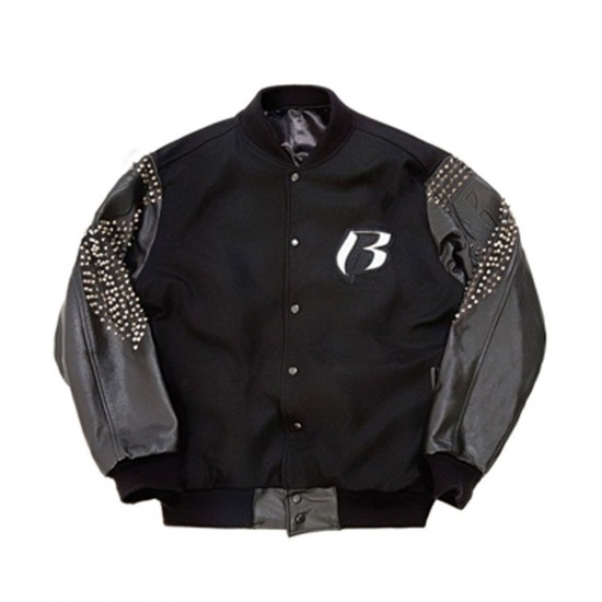 Men’s Black Ruff Ryders Letterman Jacket Men’s Black Ruff Ryders Letterman Jacket
