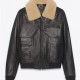 Men’s Black Sheepskin Leather Aviator Jacket with Removable Fur Collar Men’s Black Sheepskin Leather Aviator Jacket with Removable Fur Collar