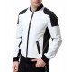 Men’s Black and White Leather Biker Bomber Jacket Men’s Black and White Leather Biker Bomber Jacket