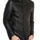 Men’s Button Closure Casual Stand Up Collar Black Leather Blazer Men’s Button Closure Casual Stand Up Collar Black Leather Blazer