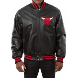 Men’s Chicago Bulls Black Leather Jacket 