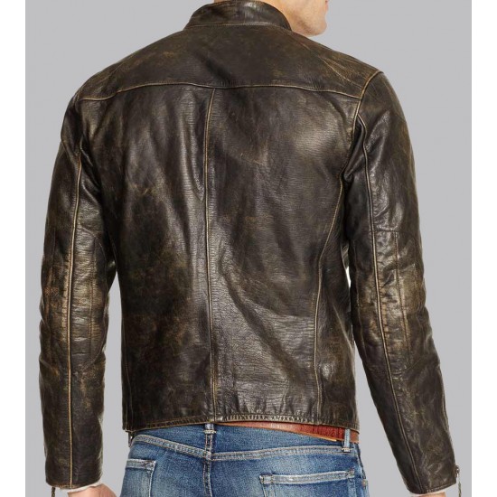 Men’s Dark Brown Distressed Leather Motorcycle Jacket Men’s Dark Brown Distressed Leather Motorcycle Jacket