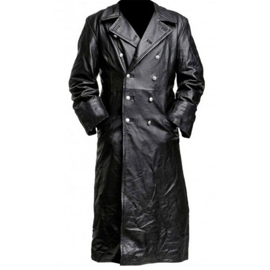 Men’s Genuine Black Leather Steampunk Gothic Long Coat Men’s Genuine Black Leather Steampunk Gothic Long Coat