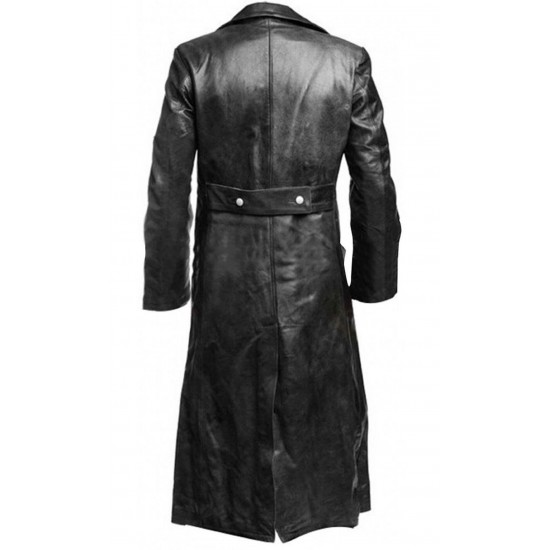 Men’s Genuine Black Leather Steampunk Gothic Long Coat Men’s Genuine Black Leather Steampunk Gothic Long Coat