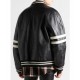 Men’s Homme Striped Black Leather Bomber Jacket Men’s Homme Striped Black Leather Bomber Jacket