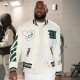 Men’s Lebron James Off-White Letterman Varsity Jacket Men’s Lebron James Off-White Letterman Varsity Jacket