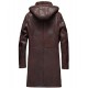 Men’s Moda Nellav Dark Brown Shearling Leather Hooded Coat Men’s Moda Nellav Dark Brown Shearling Leather Hooded Coat