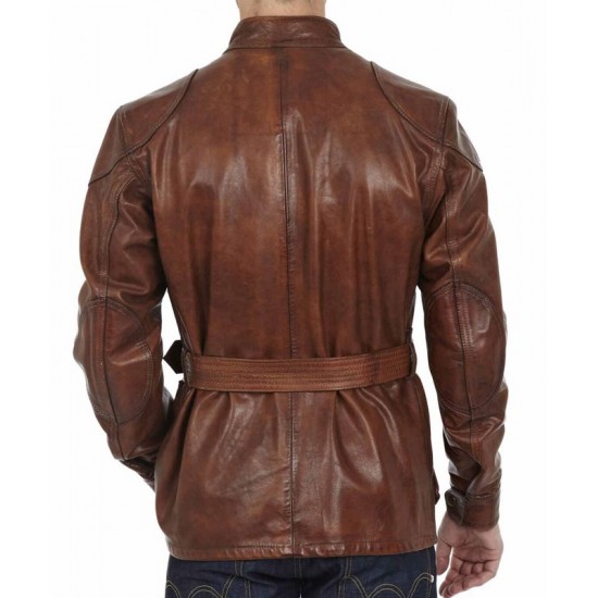 Men’s Motorcycle Belted Waxed Leather Jacket Men’s Motorcycle Belted Waxed Leather Jacket