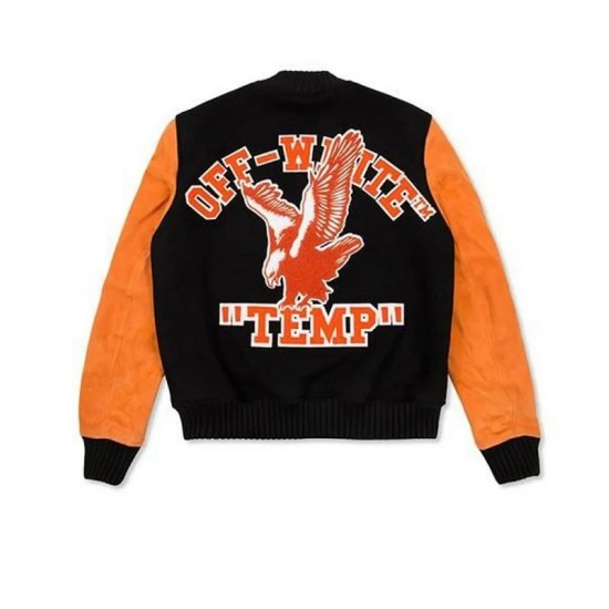 Men’s Off-White Eagle Temp Wool Varsity Jacket Men’s Off-White Eagle Temp Wool Varsity Jacket