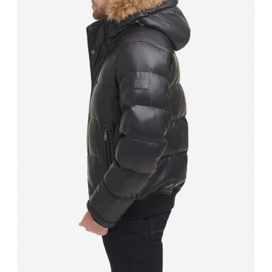 Men’s Quilted Arctic Cloth Bomber Jacket with Removable Hood Men’s Quilted Arctic Cloth Bomber Jacket with Removable Hood