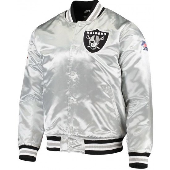 Men’s Raiders Las Vegas Silver Bomber Jacket Men’s Raiders Las Vegas Silver Bomber Jacket