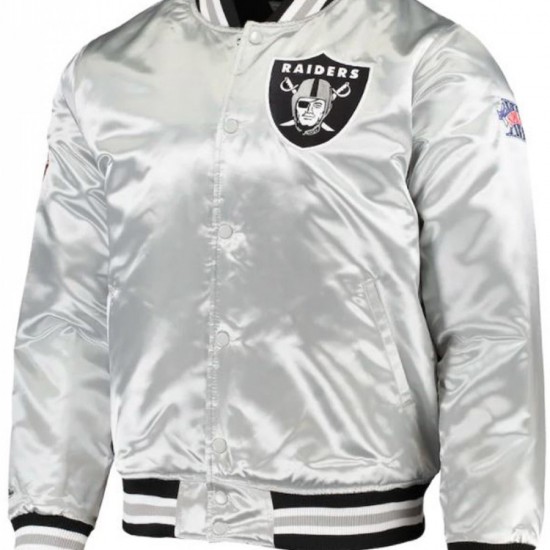 Men’s Raiders Las Vegas Silver Bomber Jacket Men’s Raiders Las Vegas Silver Bomber Jacket