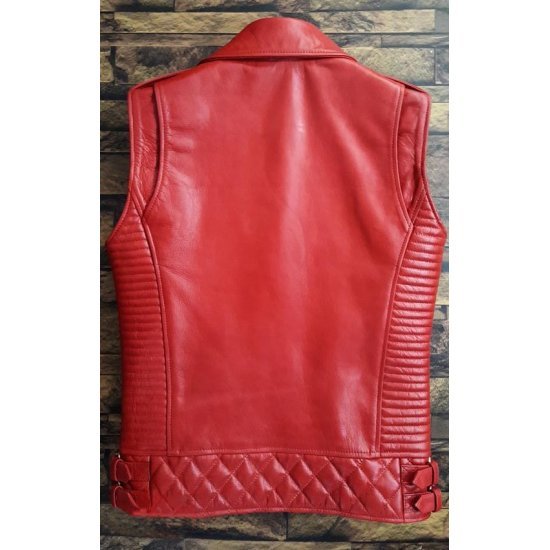 Men’s Red Cowhide Leather Biker Vest Men’s Red Cowhide Leather Biker Vest