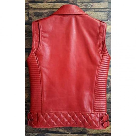 Men’s Red Cowhide Leather Sleeves Less Biker Style Vest Men’s Red Cowhide Leather Sleeves Less Biker Style Vest