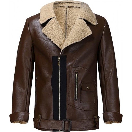 Men’s Street Style Brown Shearling Leather Jacket Men’s Street Style Brown Shearling Leather Jacket
