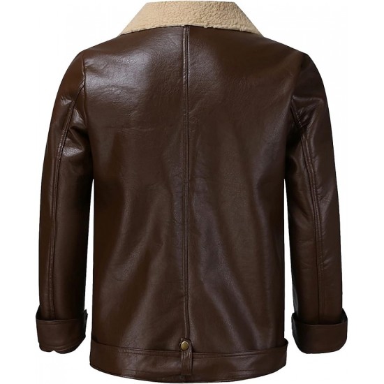 Men’s Street Style Brown Shearling Leather Jacket Men’s Street Style Brown Shearling Leather Jacket