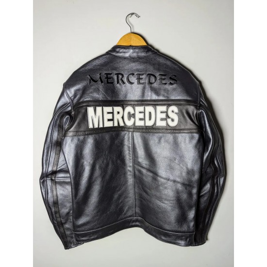 Mercedes Racing Genuine Cowhide Leather Jacket