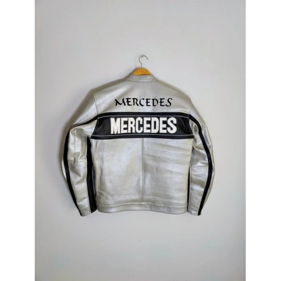 Mercedes Racing Genuine Cowhide Leather Jacket
