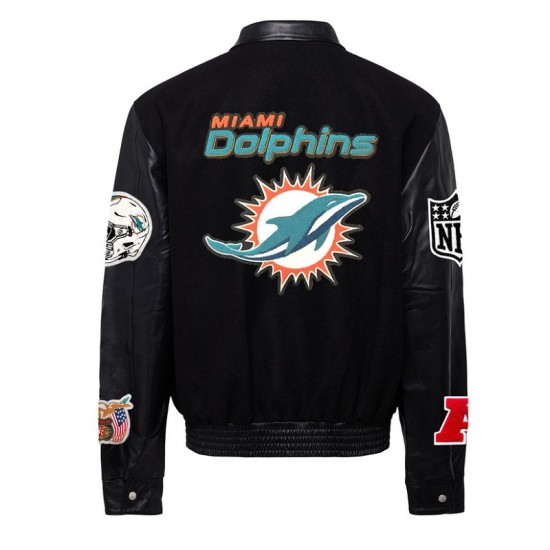 Miami Dolphins Black Varsity Jacket Miami Dolphins Black Varsity Jacket