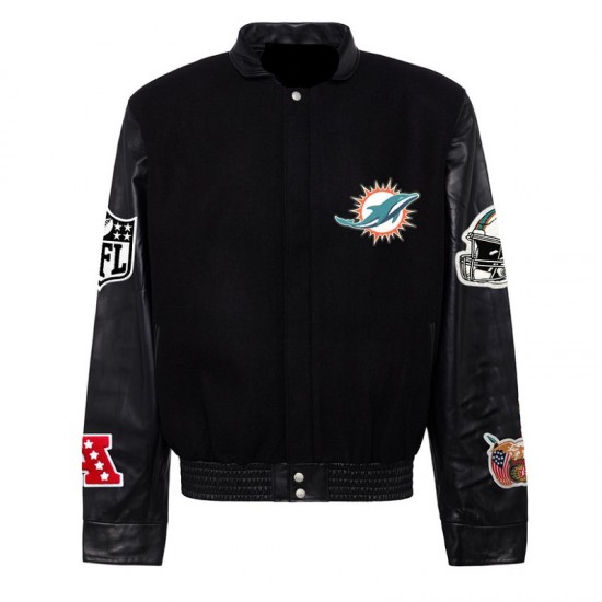 Miami Dolphins Black Varsity Jacket Miami Dolphins Black Varsity Jacket