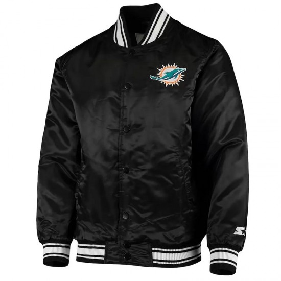 Miami Dolphins Locker Room Black Satin Jacket Miami Dolphins Locker Room Black Satin Jacket