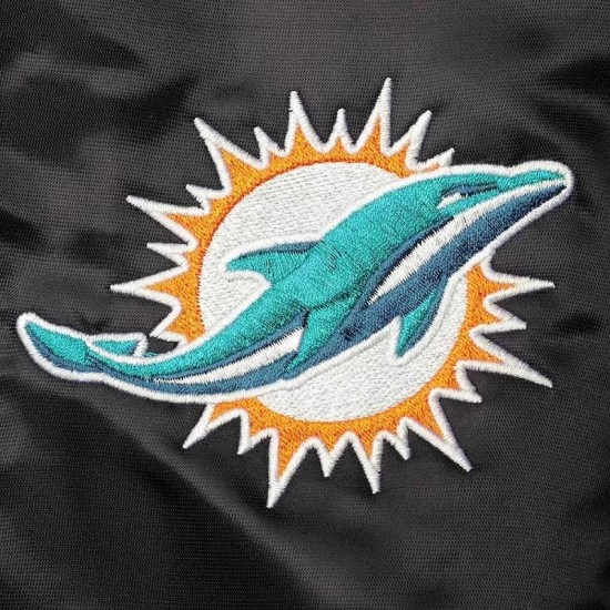 Miami Dolphins Locker Room Black Satin Jacket Miami Dolphins Locker Room Black Satin Jacket