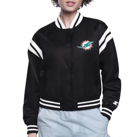 Miami Dolphins Printed Logo Varsity Satin Jacket