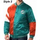 Miami Dolphins Teal Green Satin Bomber Jacket