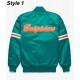 Miami Dolphins Teal Green Satin Bomber Jacket