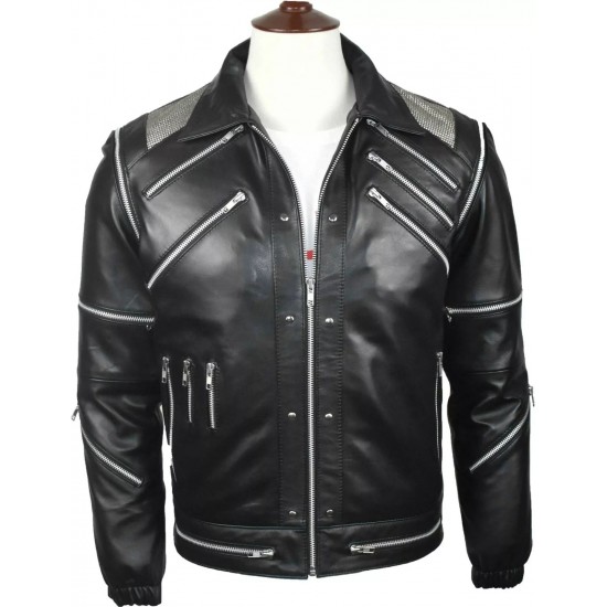 Michael Jackson 'Beat It' Black Real Leather Jacket Michael Jackson 'Beat It' Black Real Leather Jacket