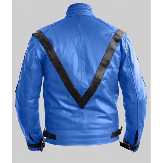 Michael Jackson Thriller Blue Leather Jacket Michael Jackson Thriller Blue Leather Jacket