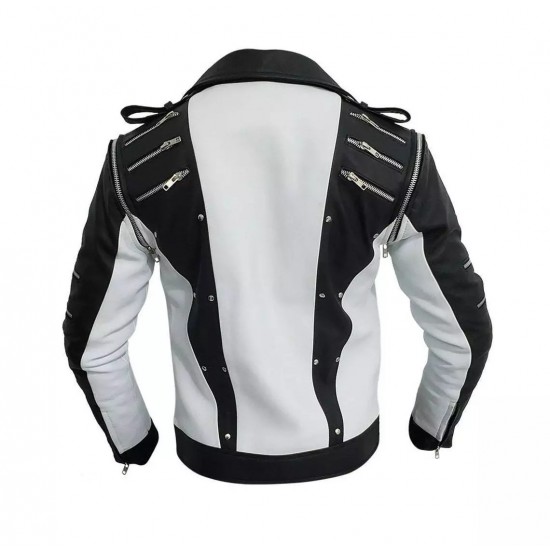 Michael Jackson MJ Thriller Pepsi Black & White Leather Jacket Michael Jackson MJ Thriller Pepsi Black & White Leather Jacket