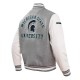 Michigan State University Heather Grey and White Varsity Jacket Michigan State University Heather Grey and White Varsity Jacket
