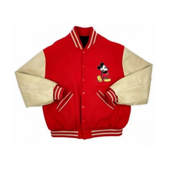Mickey Mouse Red Varsity Wool/Leather Jacket