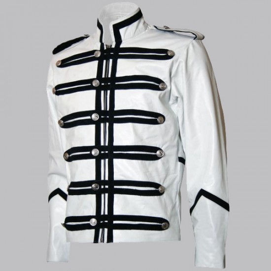 Military Style Men White Motorcycle Jacket Military Style Men White Motorcycle Jacket