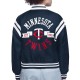 Minnesota Twins Printed Logo Varsity Satin Jacket Minnesota Twins Printed Logo Varsity Satin Jacket