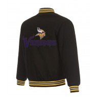 Minnesota Vikings Bomber Black Wool Jacket